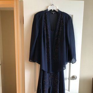 evening dress - 2 piece navy blue with sequence